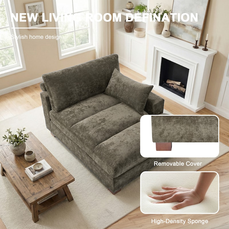 42"W Chenille Upholstered Chaise Lounge