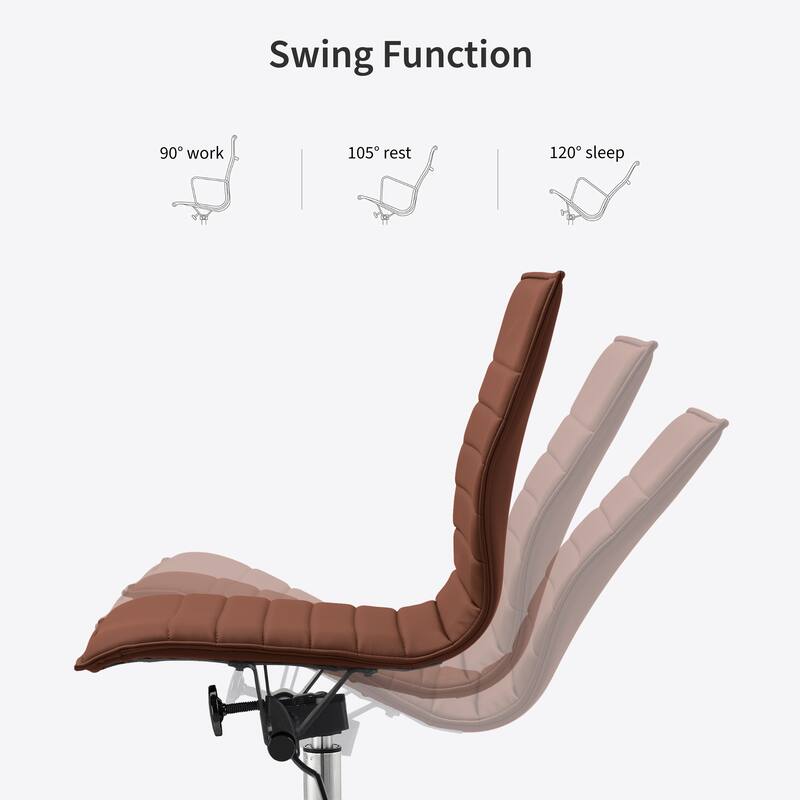 Set of 2 Modern Drafting Chair Upholstered PU Leather Ribbed Armless Mid Back with High Adjustable Base & Leg Rest