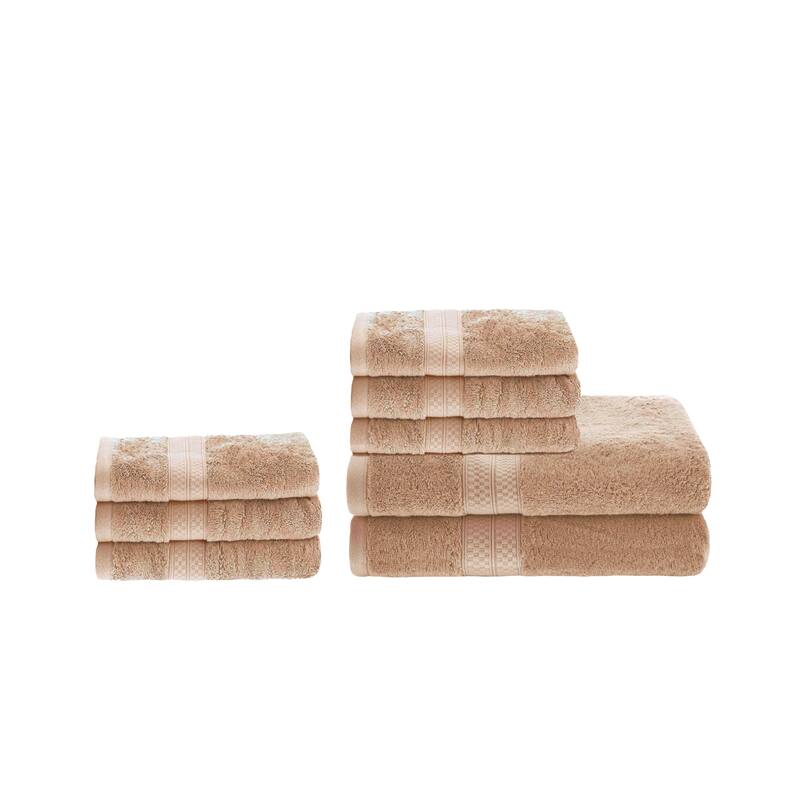 Superior 8 Piece Towel Set (2 Piece Bath Towel and 6 Piece Hand Towel), Rayon From Bamboo and Cotton