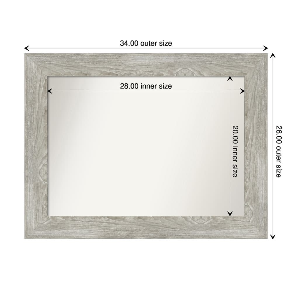 Dove Greywash Framed Non-Beveled Custom Wall Mirror, Bathroom Vanity Mirror