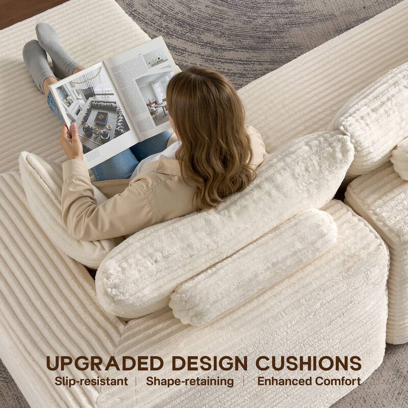 OVIOS All-Foam Cloud L-Shaped Lounger Sofa​ ​​With Ottoman​