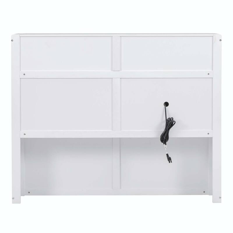 Wood Full Size Hydraulic Platform Bed with Storage LED Headboard