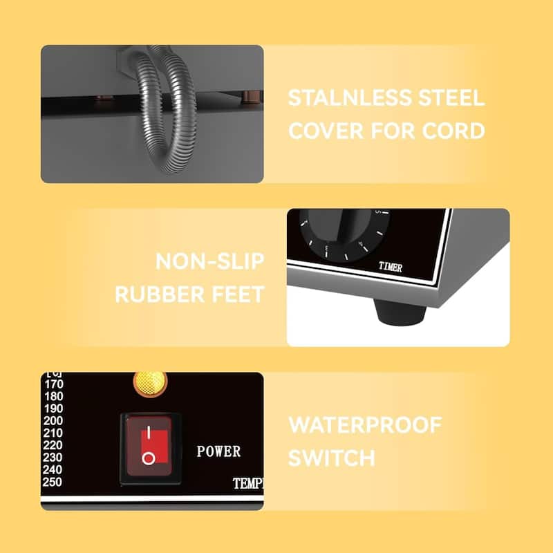 Commercial Waffle Maker, 1200W Stainless Steel Belgian Waffle Iron with Timer & Temp Control, Pro Waffle Maker