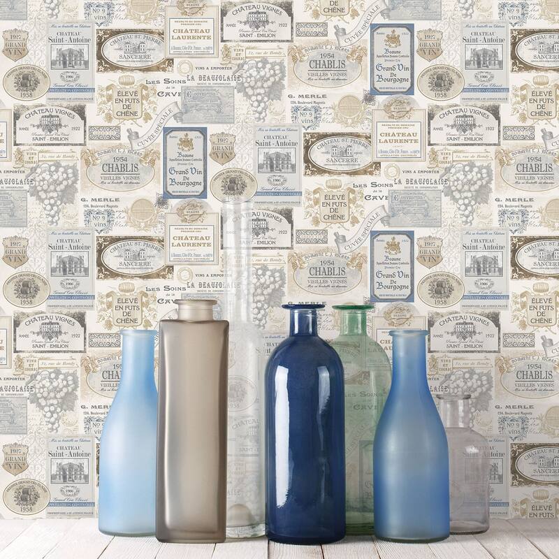 Galerie Wallcoverings Kitchen Recipes Wine Labels Vinyl on Non-woven Matte Wallpaper Roll