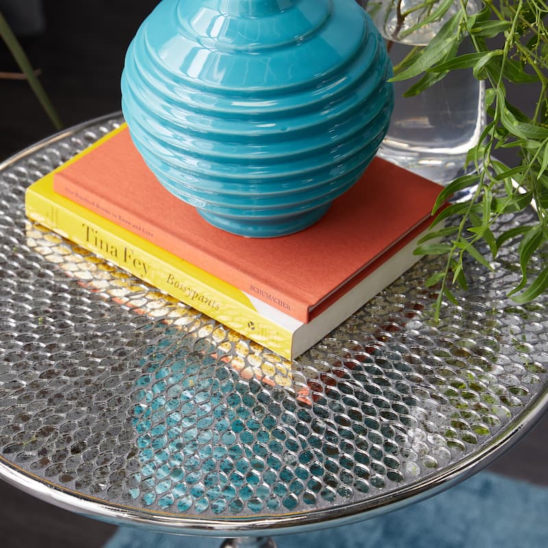 Aluminum Metal Accent Table - Silver - Roche River Decor - 16"Wx16"Lx20"H