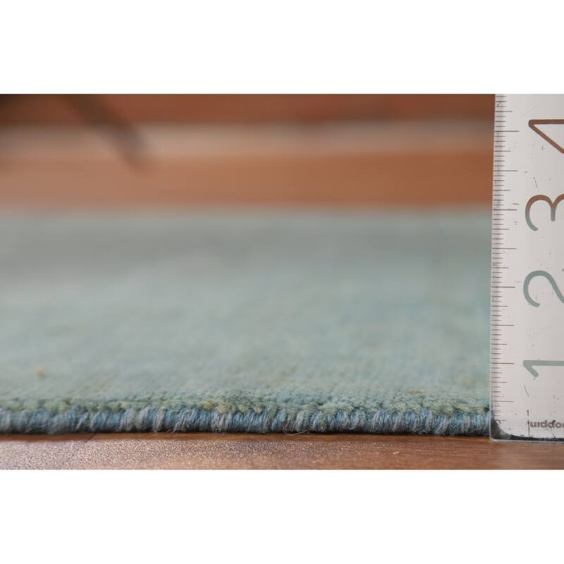 Light Blue Modern Gabbeh Oriental Rug Hand-Knotted Wool Carpet - 3'3" x 4'10"
