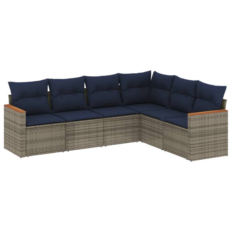 vidaXL Patio Sofa Set with Cushions Outdoor Conversation Furniture Poly Rattan - 24.4x 24.4x 27.2