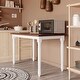 preview thumbnail 1 of 6, Retro Farmhouse Solid Wood Kitchen Dining Table Breakfast Nook, Cherry and White