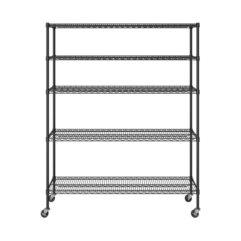 Seville Classics 60 in W x 18 in D x 75 in H UltraDurable Commercial-Grade 5-Tier Steel Wire Shelving with Wheels