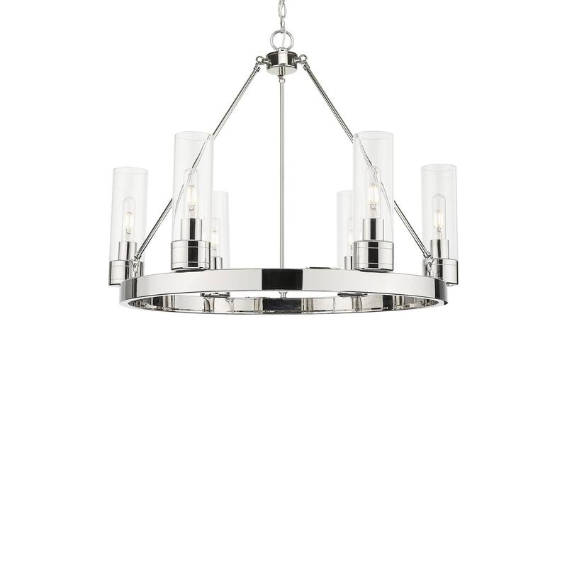 Innovations Lighting 617-6CR-24-29-8 Boreas Chandelier Boreas 6 Light - Polished Nickel / Clear