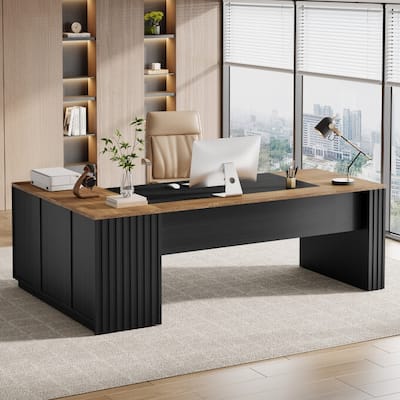 78" L Shaped Executive Desk with Drawers, Large Office Computer Desk