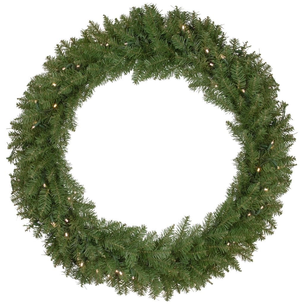 Pre-Lit Rockwood Pine Artificial Christmas Wreath 36-Inch Warm White LED Lights - 36"