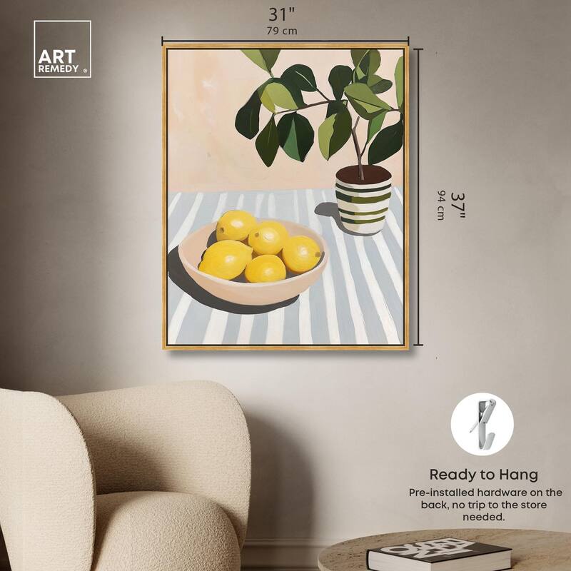 Lemon with Green Canvas by Art Remedy