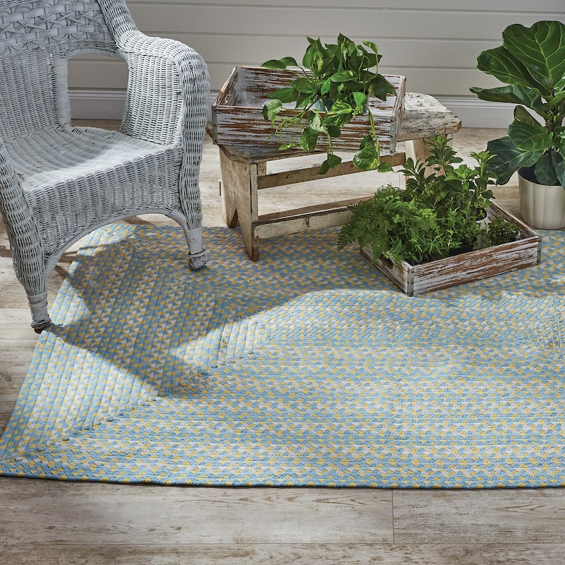 Park Designs Cozy Cottage Braided Blue Rectangle Indoor Rug 4' x 6' - 4'x6'