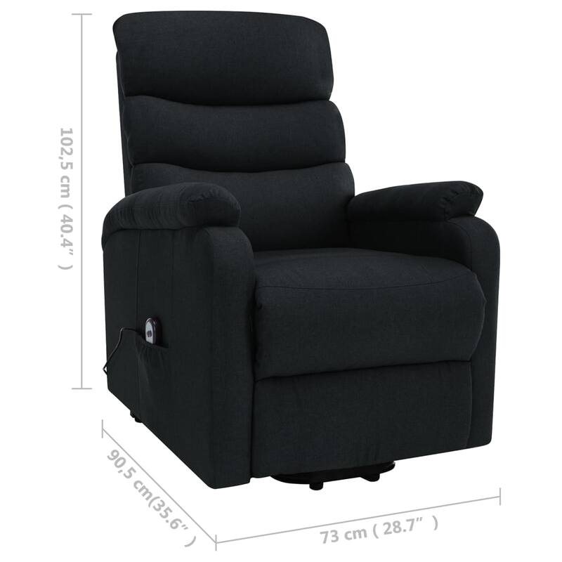 vidaXL Power Lift Massage Recliner Black Fabric - 28.7" x 35.6" x 40.4"