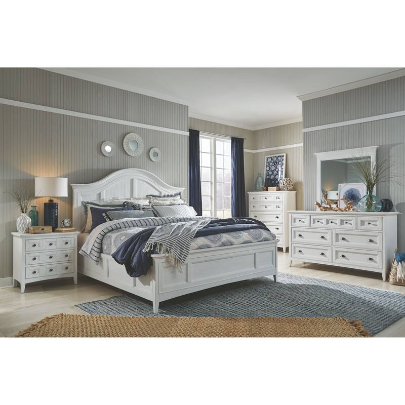 Magnussen Home Heron Cove Chalk White And Dovetail Grey Drawer Dresser With Landscape Mirror