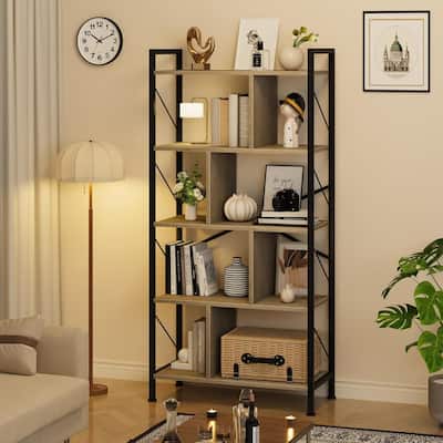 5 Tier Bookshelf with Storage,Book Shelf for Living Room