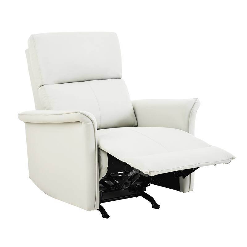 Manual Rocker Recliner Chair, PU Leather Upholstered Rocking Chair, Lounge Recliner with Pull Ring for Bedroom, Living Room