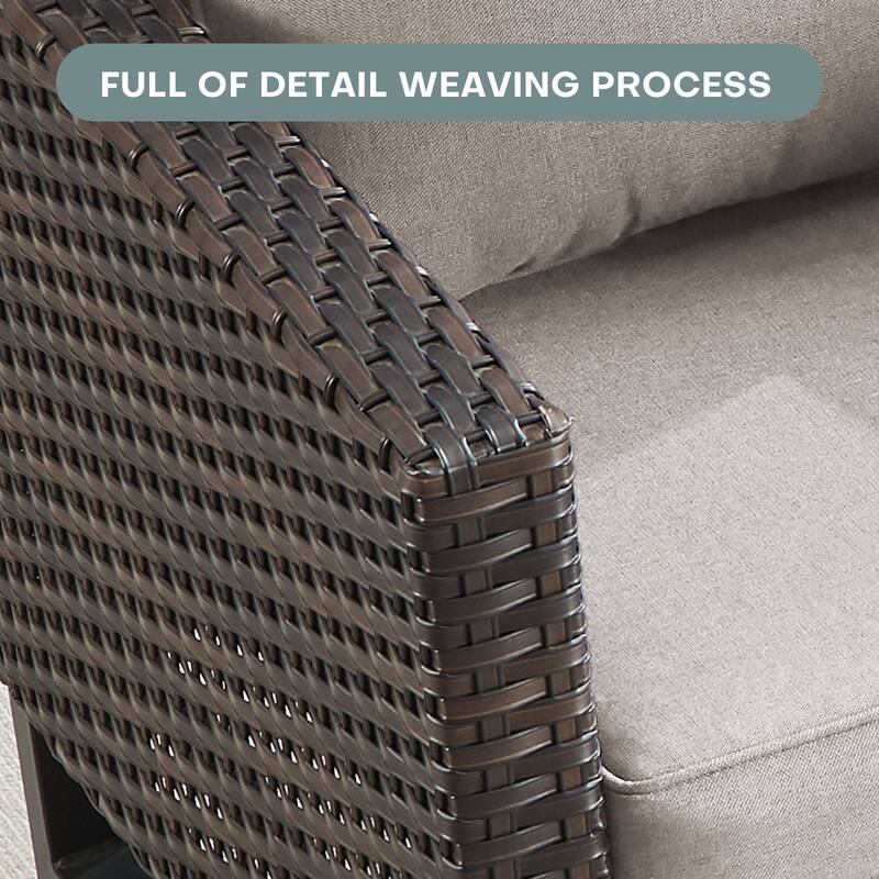 Gymojoy 5 Piece Wicker Outdoor Patio U-shaped feet Conversation Set Group , Include Fire Pit Table