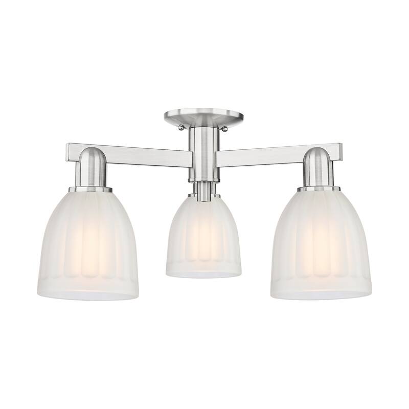 Innovations Lighting 716-3F-12-24 Brookfield Semi-Flush Brookfield 3 - Brushed Satin Nickel / White