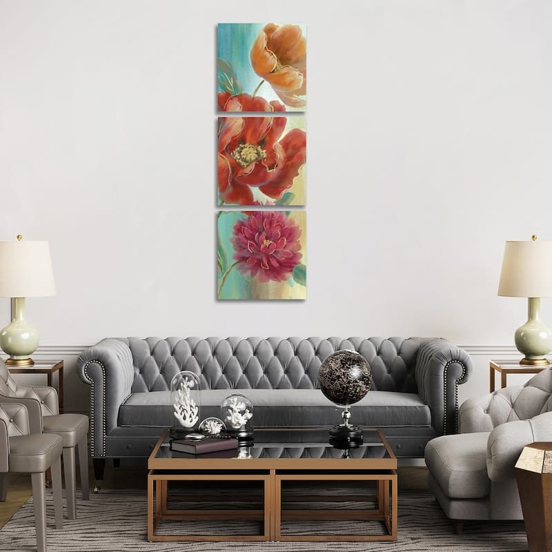 iCanvas "Poppy Panel Red I" by Nan 3-Piece Canvas Wall Art Set - 72x24x1.5