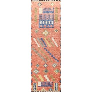 Tribal Geometric Moroccan Oriental Runner Rug Hand-knotted Wool Carpet - 3'2" x 12'7"