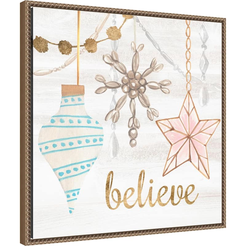 Elegant Ornaments I by Annie Warren (22 x 22 in.), Framed Canvas Wall Art Print - Sylvie Beaded Dark Gold