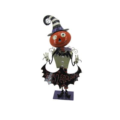Short Iron Halloween Figurine with Orange Face "Leonardo"