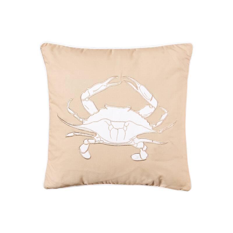 Seaside Crab Applique Throw Pillow