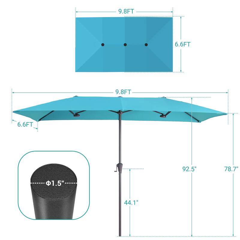 BONOSUKI 10 x 6.5Ft Double-Sided Patio Umbrella with Large Canopy Outdoor Table Umbrella for Garden and pool, Anthracite Gray