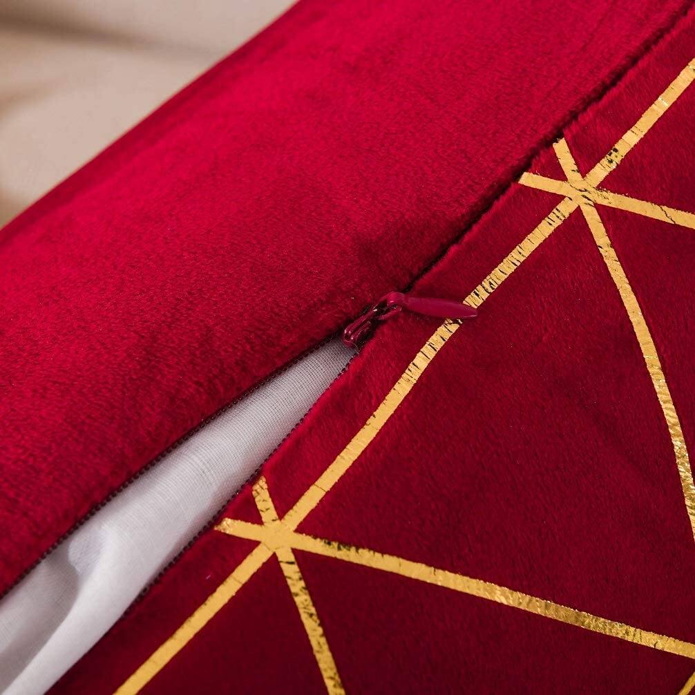 Pack of 2 Square Decorative Cushion Covers 18 x 18, Burgundy Medium