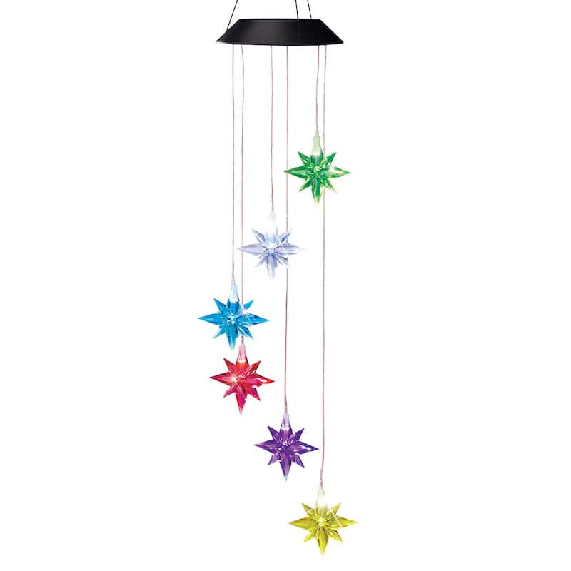 Solar Hanging Colorful Stars Outdoor Garden Mobile - NO SIZE