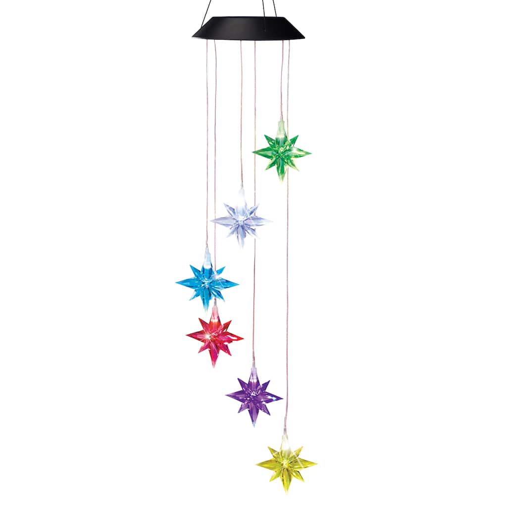 Solar Hanging Colorful Stars Outdoor Garden Mobile - NO SIZE
