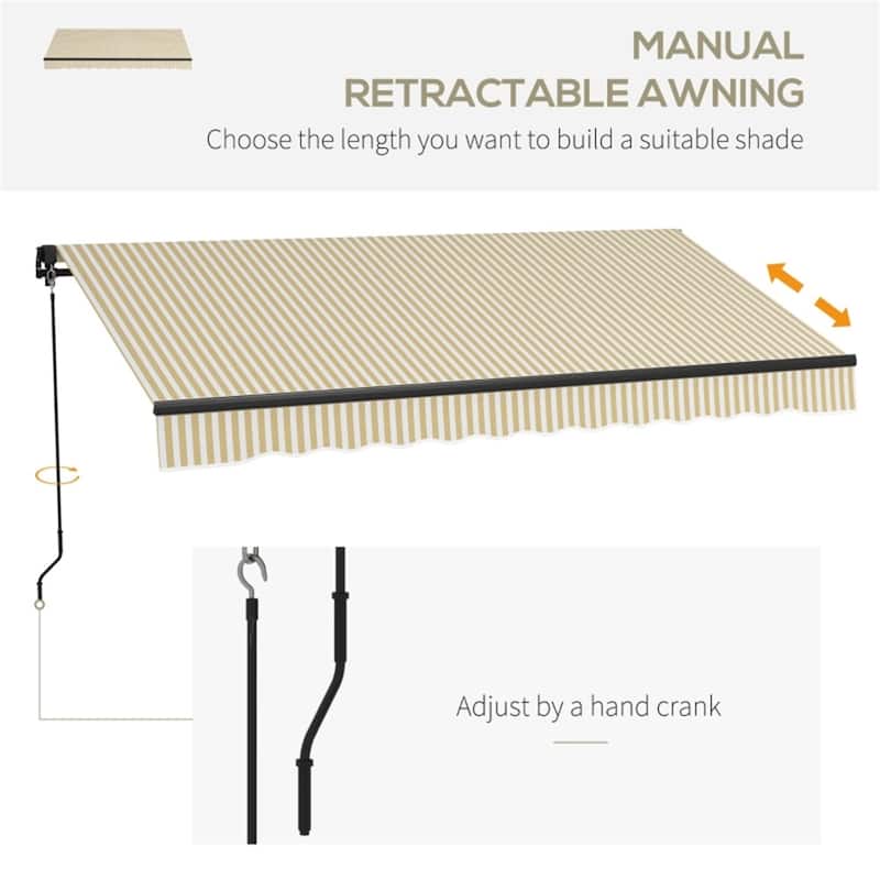 Polyester Aluminum Steel Manual Retractable Outdoor Awning - 141.75" W x 118" D