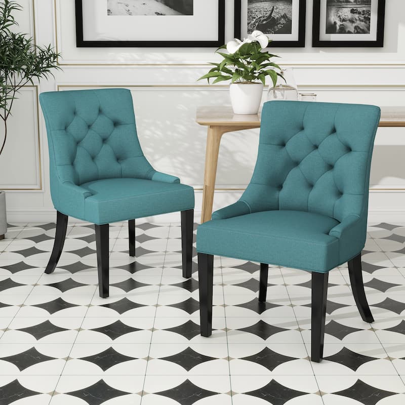 Wingback Dining Chair Set of 2, Fabric Side Dining Chairs Upholstered Dining Room Chairs with Tufted Back, Living Room Chairs