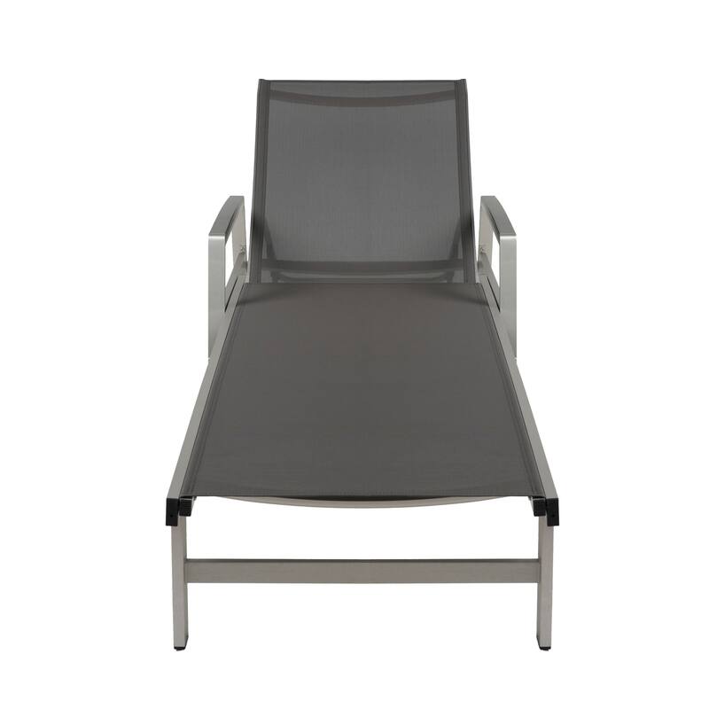 Roomfitters Oxton Outdoor Aluminum Chaise Lounge with Breathable Mesh Seat, Patio Recliner - Grey
