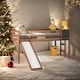 preview thumbnail 1 of 12, Modern Twin Size Wood Loft Bed With Convertible Ladder and Slide With Stair and Chalkboard