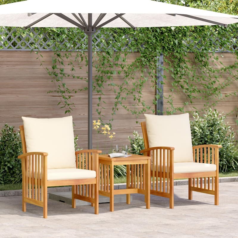 vidaXL Patio Furniture Set Patio Table and Chairs Dining Set Solid Acacia Wood - 26.4 x 23.2 x 32.7 in - Cream white