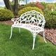 preview thumbnail 4 of 5, 2-Person Classic Rose Cast Aluminum White Outdoor Patio Garden Bench