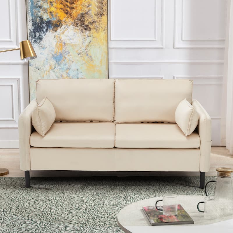 Modern double sofa for small spaces with storage, 2 soft cushions