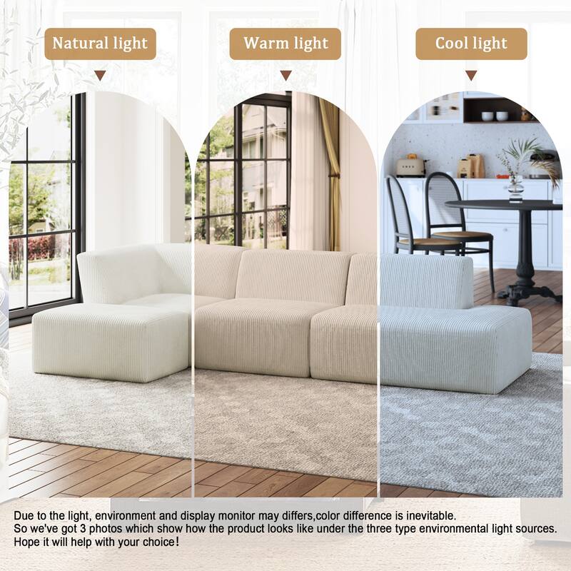 Oversized Corduroy Modular Sectional Fabric Sofa
