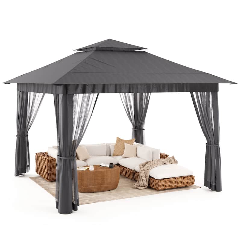 11 x 11 / 13 x 13 Pop Up Gazebo Tent with Mosquito Netting, Outdoor Canopy Tent