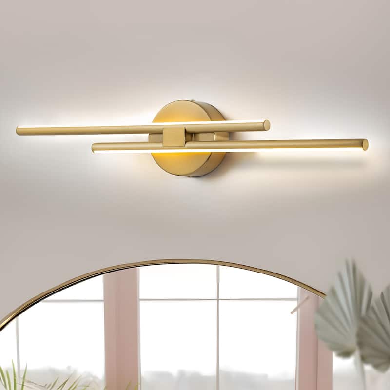 Minimalist Linear LED Vanity Light Dimmable Metal Wall Sconce - 23.5 inches - Brass/Warm White