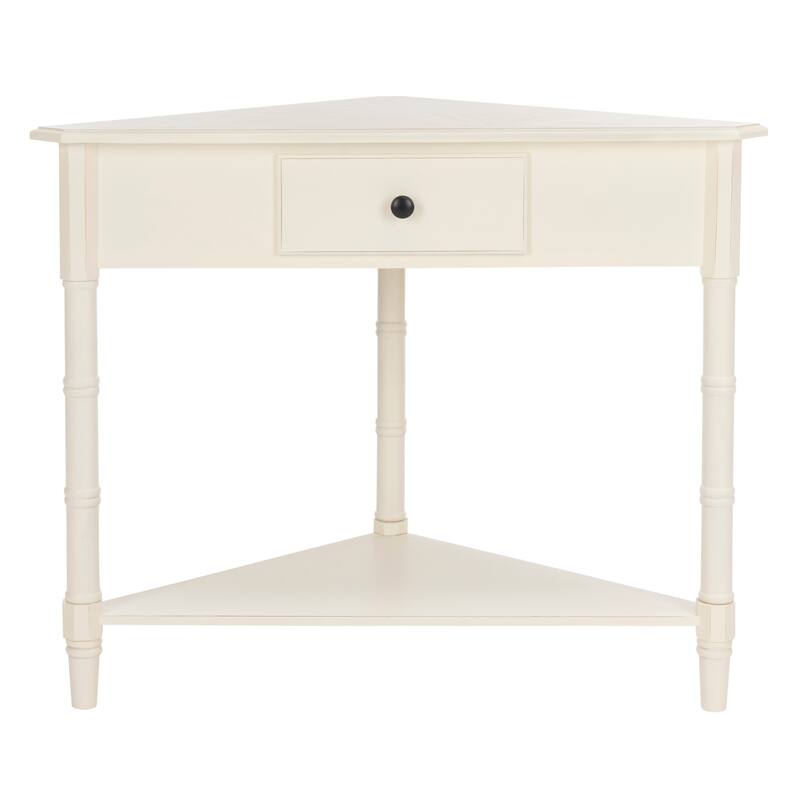 SAFAVIEH Calla Grey Corner Table - 33.9" x 17.3" x 28" - 34Wx17Dx28H - Distressed  Cream