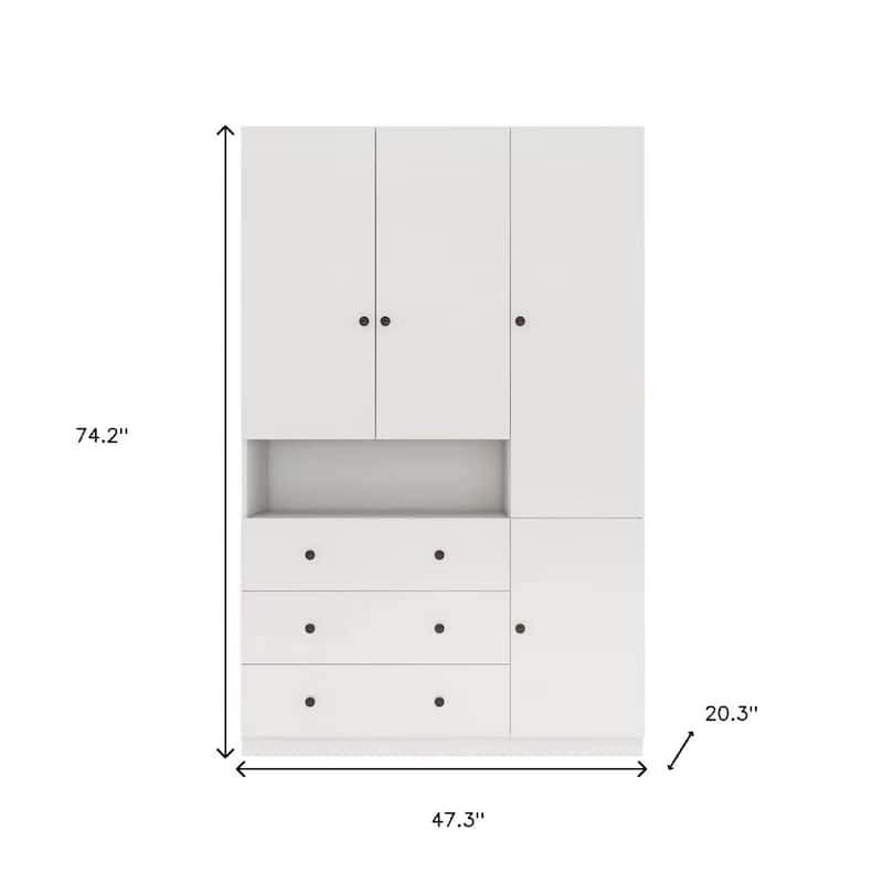 HomeRoots 74" White Four Door Three Drawer Combo Dresser