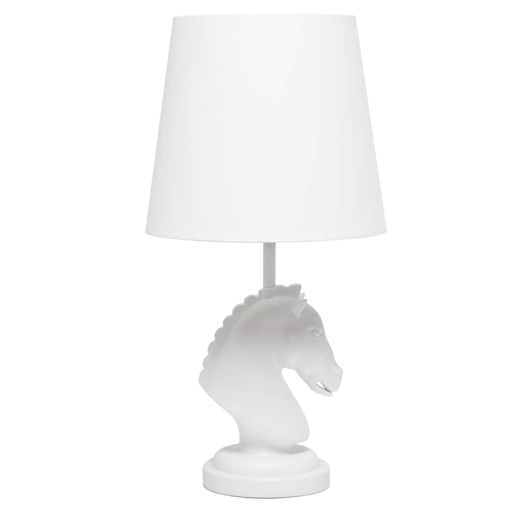 Chess Horse Table Desk Lamp with Tapered Shade - 17.25" - White