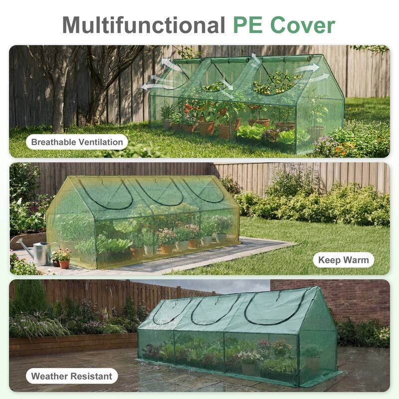 Aoodor Mini Greenhouse with 2 Zipper Doors,
