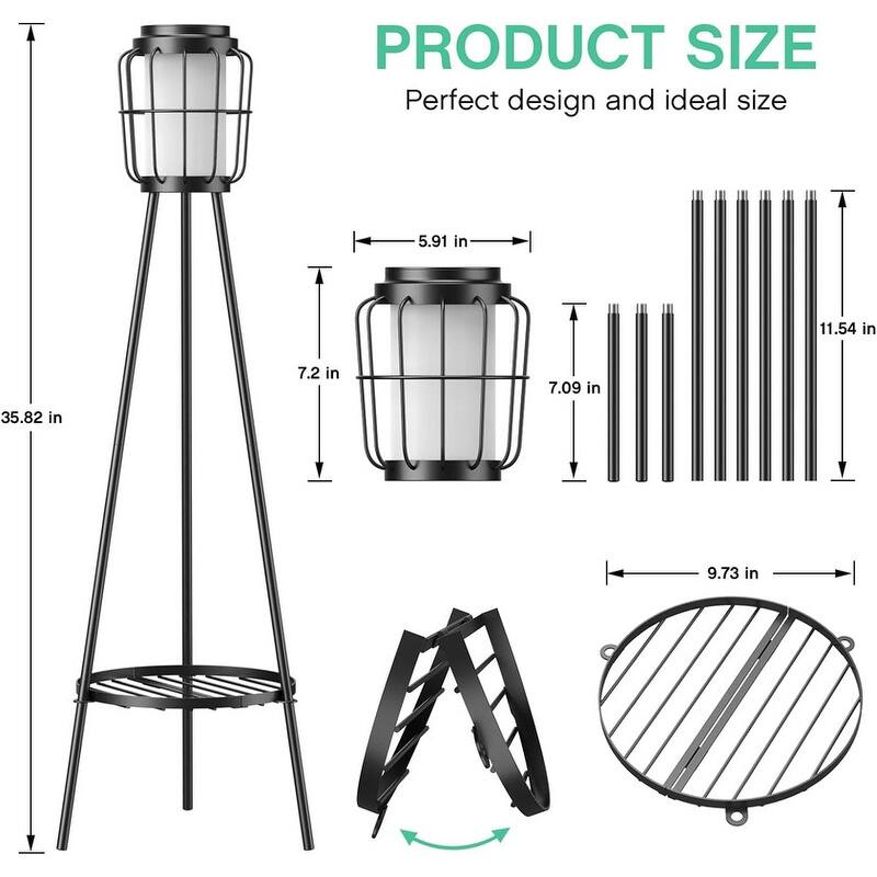 2 Pack Solar Lights with Plant Stand, Outdoor Floor Lamps