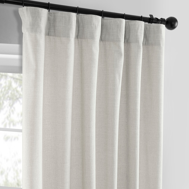 Exclusive Fabrics Basic Faux Linen Curtain Pair - 2 Panels - Light Filtering Window Curtains