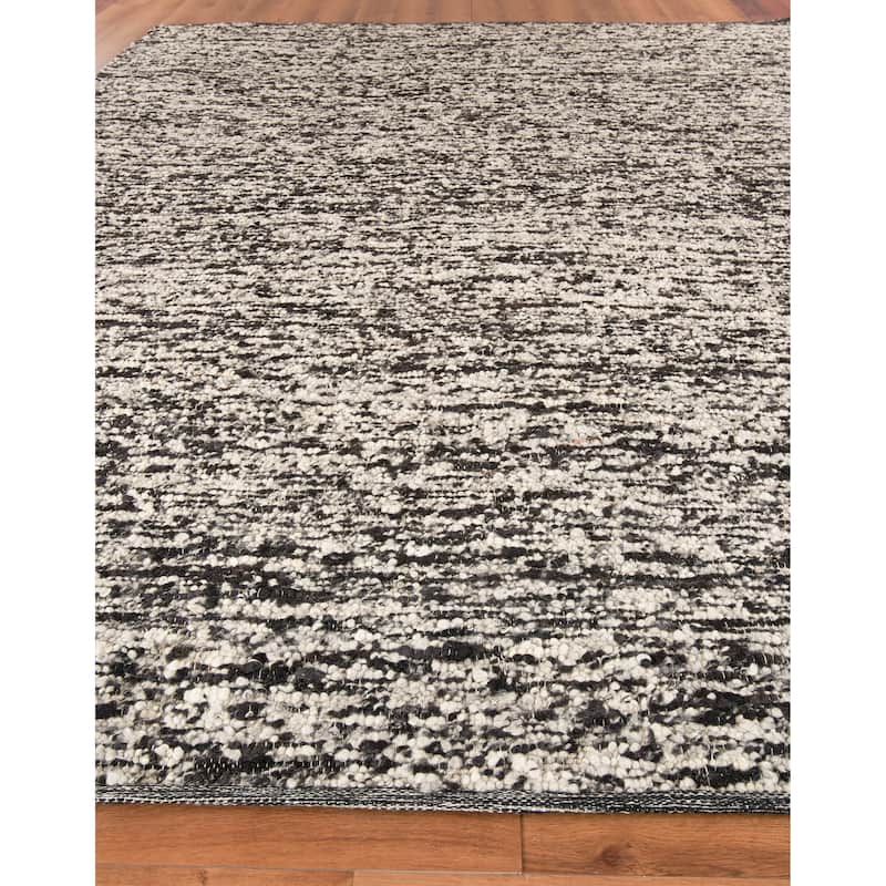EXQUISITE RUGS Tocayo Flatweave New Zealand Wool Black Area Rug.